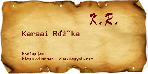 Karsai Réka névjegykártya